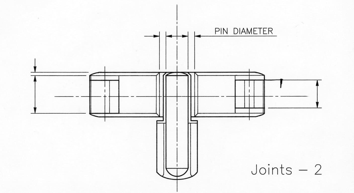 Детализированный чертёж петли с размерами зазоров и осей